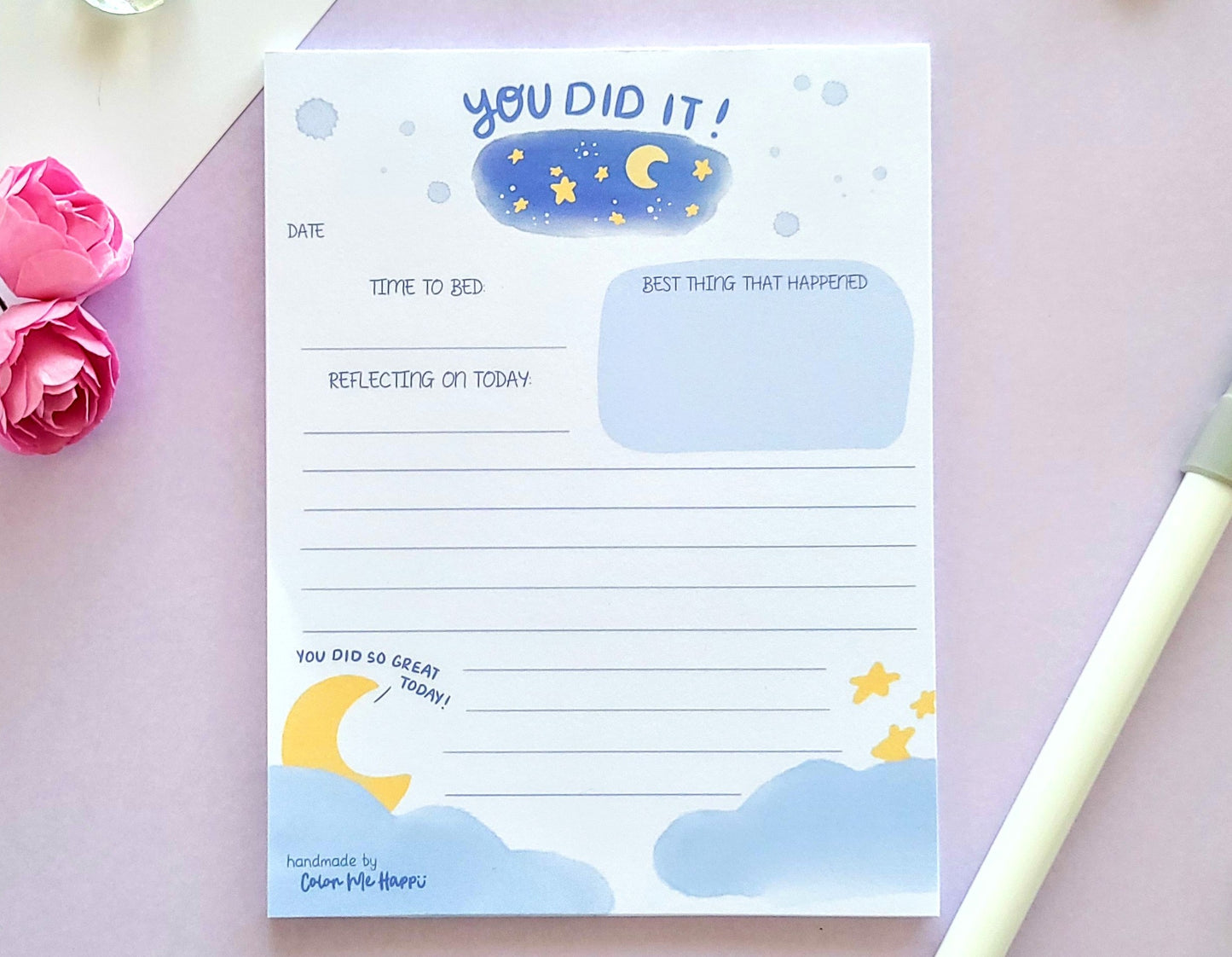 Daily Evening Diary Notepad - You Did It!