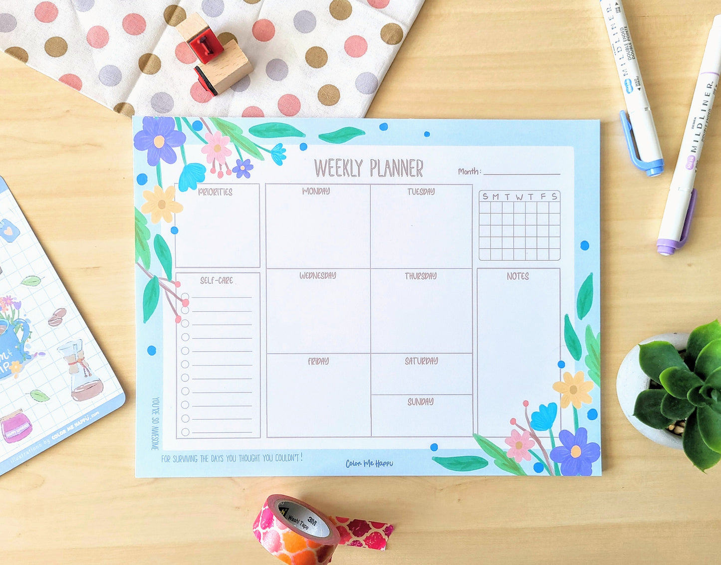 Floral Weekly Planner Pad - A4 Undated