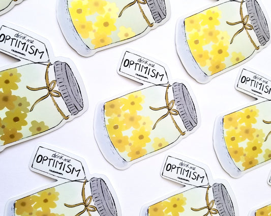 Optimism Drink Me Jar - Waterproof Sticker