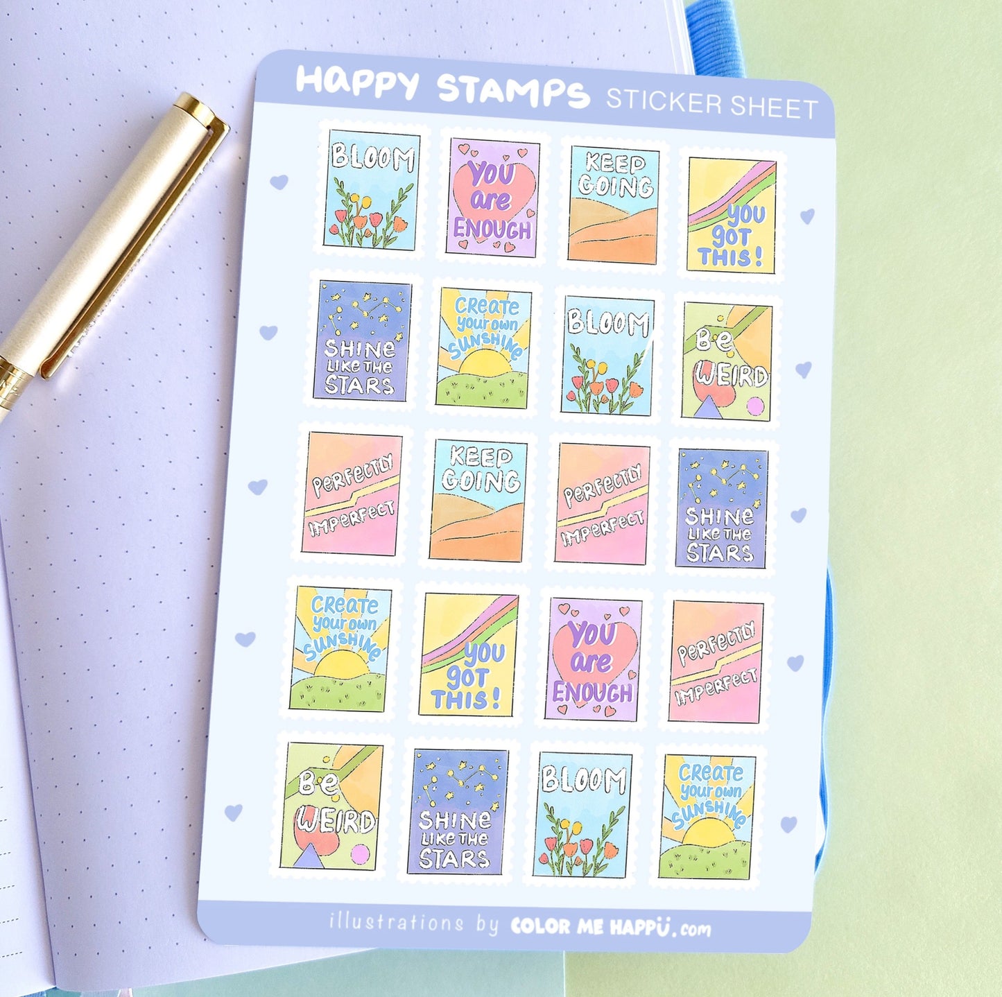 Happy Stamps Sticker Sheet